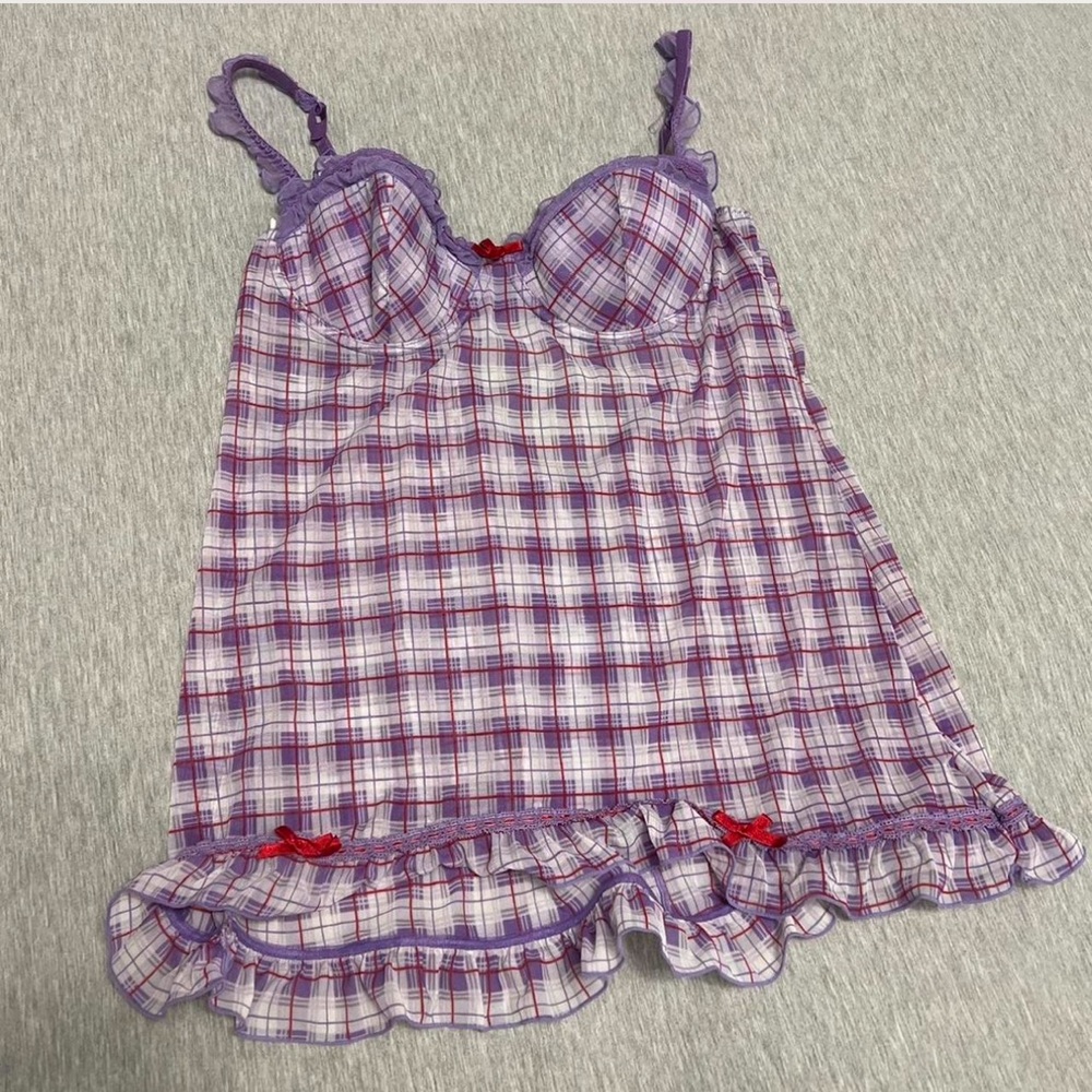 Purple Plaid Women's bustier dress